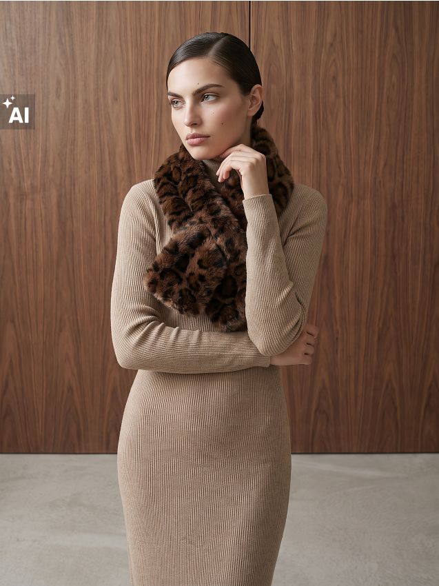 Sinsay - Fular din blană artificială cu imprimeu leopard - multicolor
