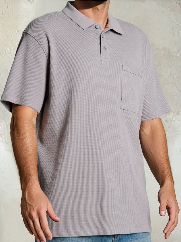 Sinsay - Tricou Polo - gri deschis