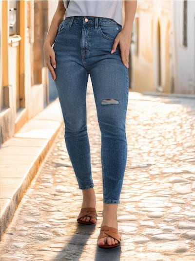Skinny Fit Jeans mit Abrieb