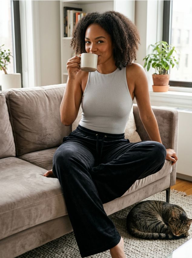 Sinsay - Pantaloni wide leg - negru