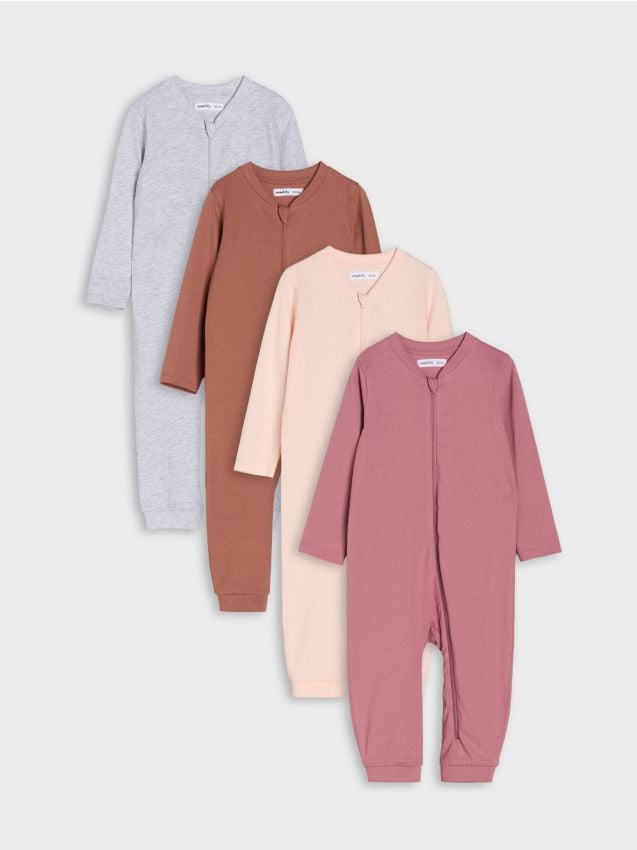 Sinsay - Set de 4 salopete din bumbac - roz-pastel