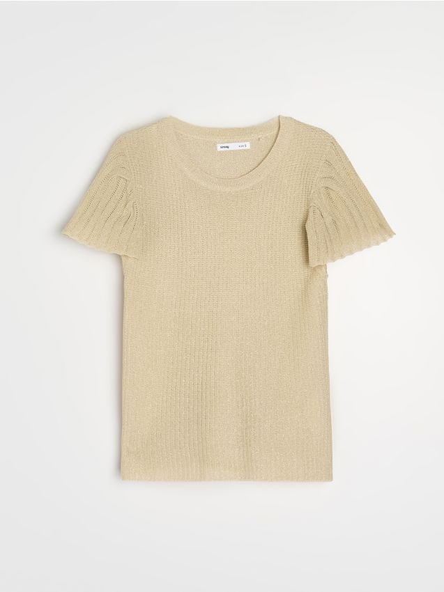 Sinsay - Swetrowa bluzka z metalizowaną nicią i wiskozą - złoty