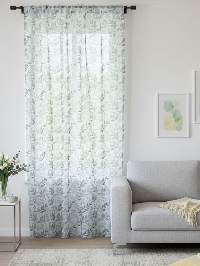 Sinsay - Draperie cu model floral pe inele - verde-aprins