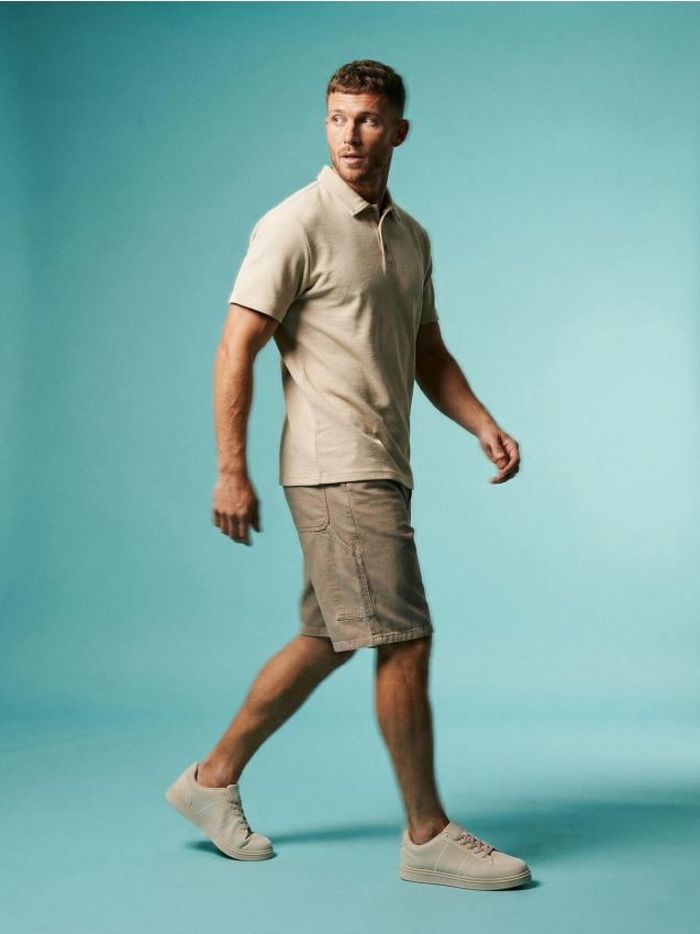 Sinsay - Pantaloni scurți baggy din bumbac - gri-neutru