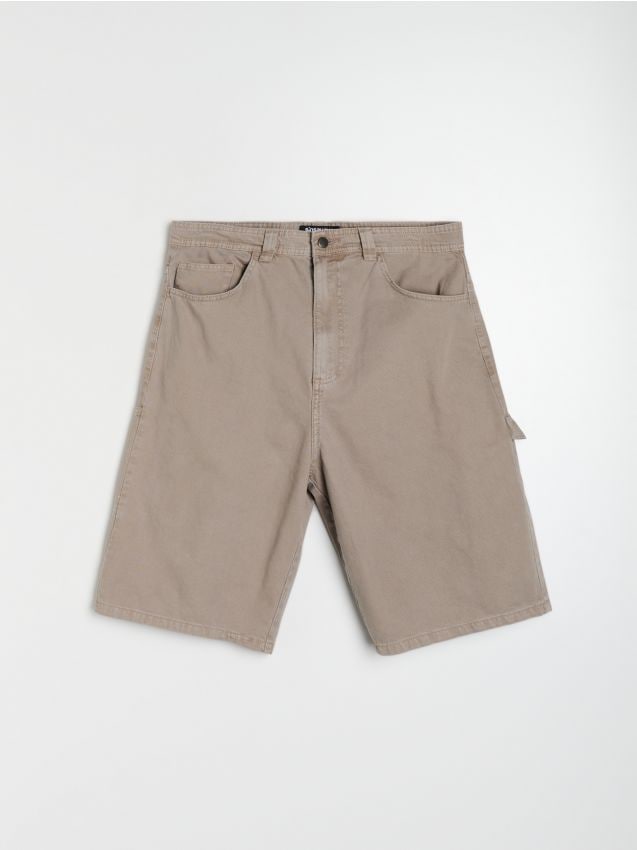 Sinsay - Pantaloni scurți baggy din bumbac - gri-neutru