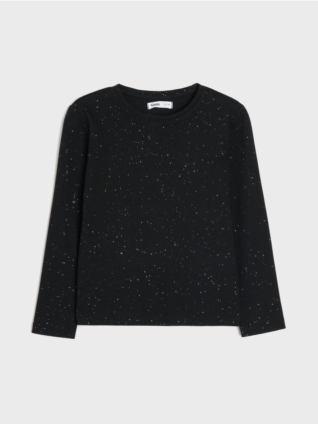 Sinsay - Tricou din bumbac din tricotaj cu dungi - negru