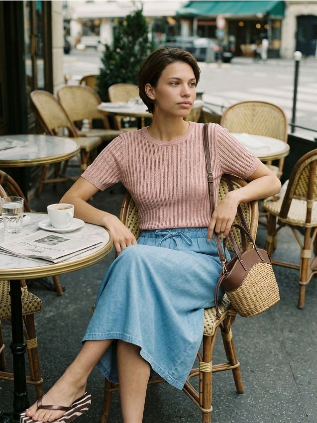 Sinsay - Háčkovaná svetr s krátkými rukávy - auriu