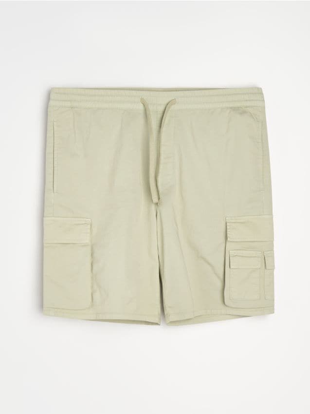 Sinsay - Bawełniane szorty cargo - zielony