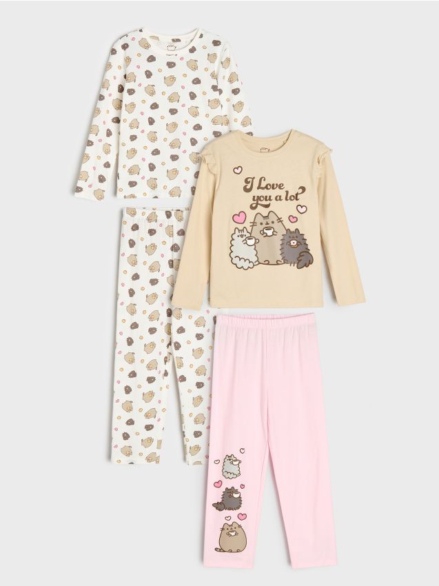 Sinsay - Set de pijamale din bumbac din două piese 2 buc Pusheen the Cat - bej