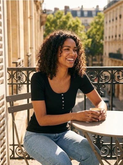 Ребриста футболка з гудзиками