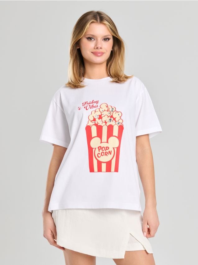Sinsay - Tricou cu imprimeu Mickey Mouse - alb