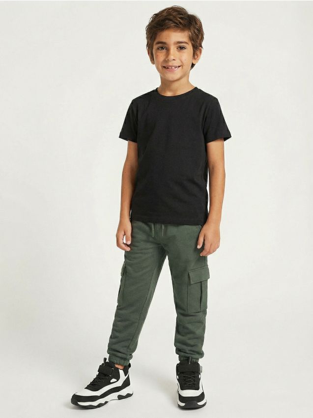 Sinsay - Spodnie dresowe cargo loose - zielony