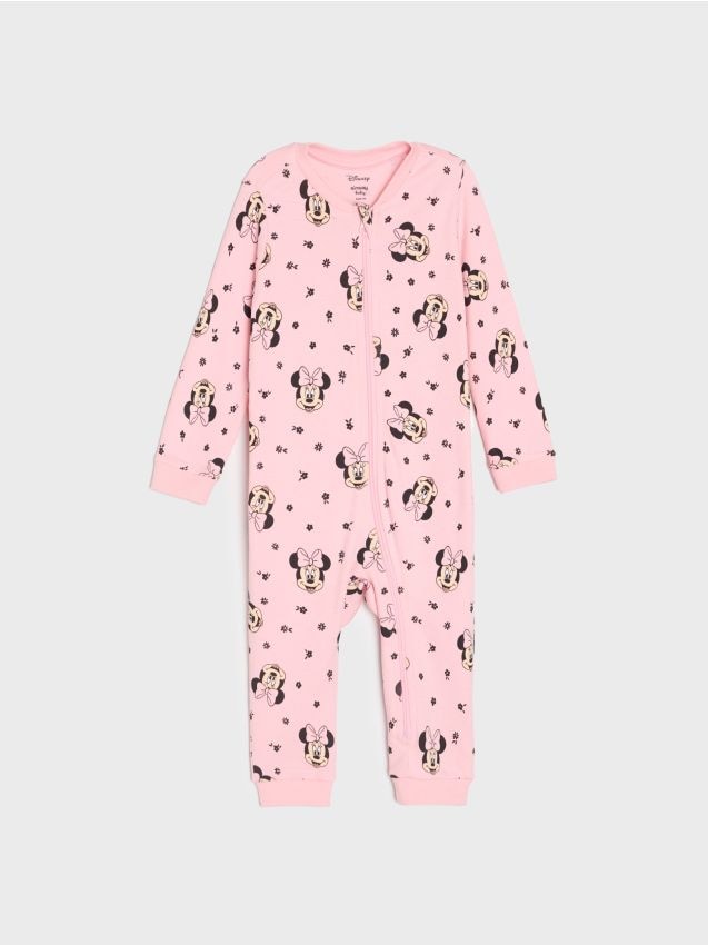 Sinsay - Salopetă din bumbac pentru bebeluși Minnie Mouse - roz-trandafiriu