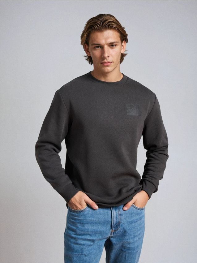 Sinsay - Bluză sport cu imprimeu - negru-antracit