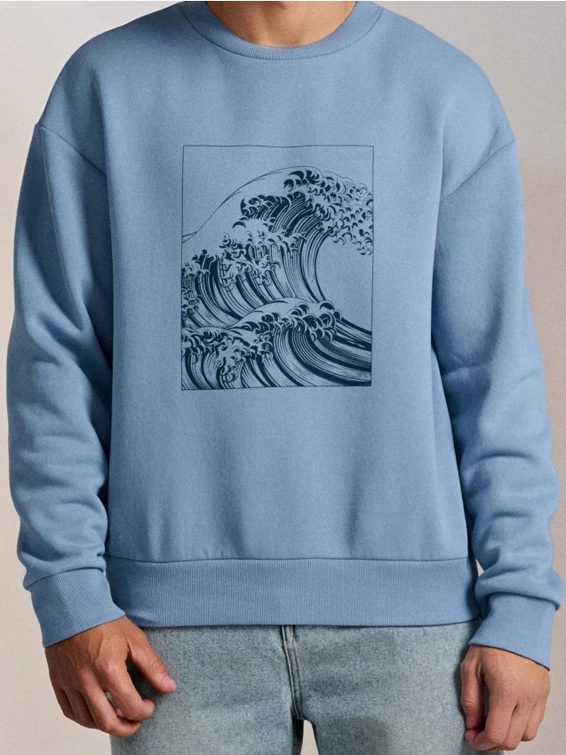 Sinsay - Mikina crewneck - svetlomodrá