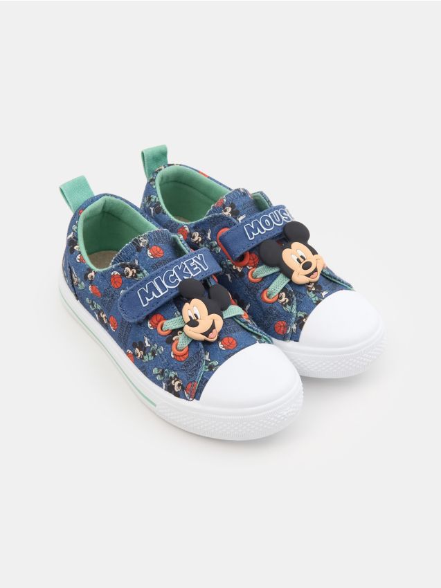 Sinsay - Adidași din bumbac cu talpă din piele Mickey Mouse - albastru