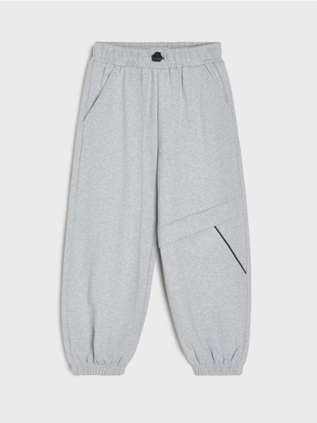 Sinsay - Spodnie dresowe jogger ze ściągaczami na nogawkach - szary