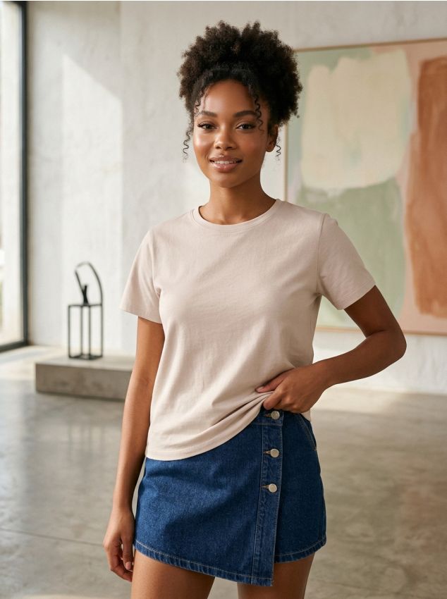 Sinsay - Tricou din bumbac basic - bej