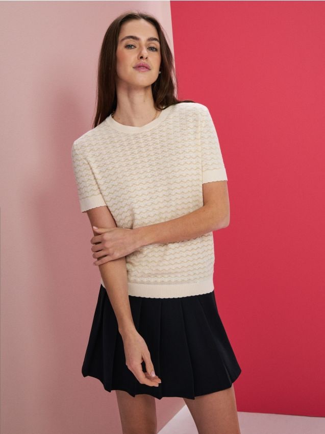 Sinsay - Wiskozowy sweter - kremowy