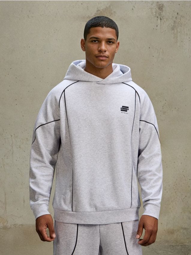 Sinsay - Hanorac tip hoodie - gri deschis