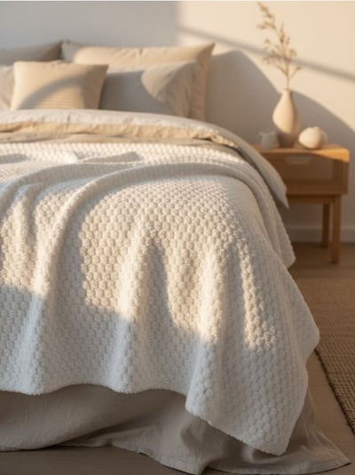 Покривало на ліжко з структурою стільника