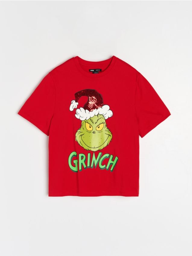 Sinsay - Bavlnená košeľa s potlačou Grinch - červená