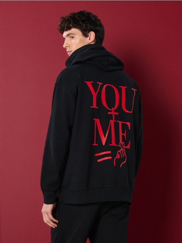 Sinsay - Hanorac cu imprimeu - negru