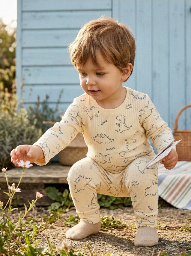 Sinsay - Set din bumbac cu dinozauri - crem