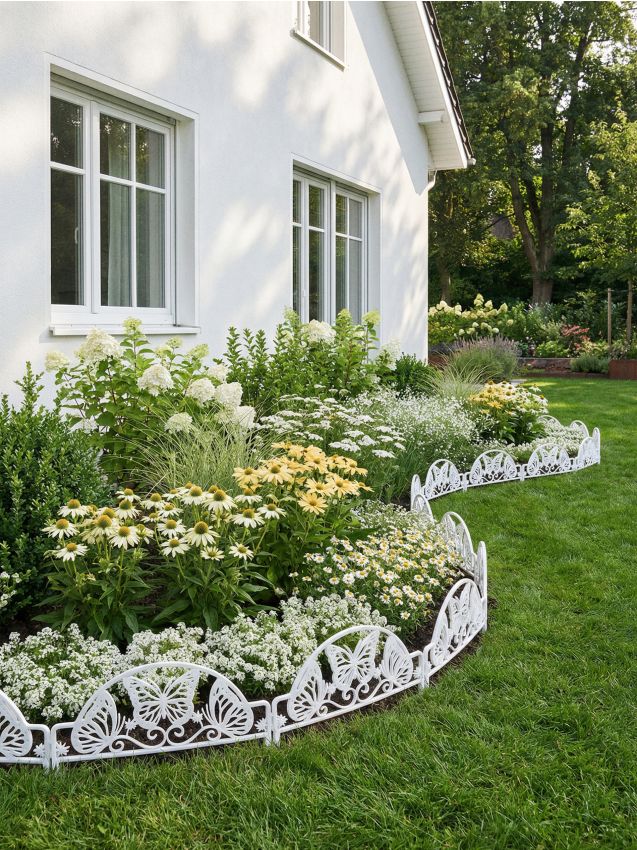 Sinsay - Gard decorativ de grădină cu motiv de fluturi 4 pack - alb