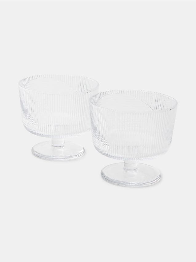 Sinsay - Set de cupe striate pentru înghețată 2 pack - alb