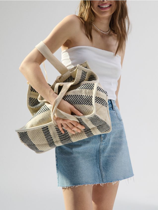 Torebka tote w paski - SINSAY