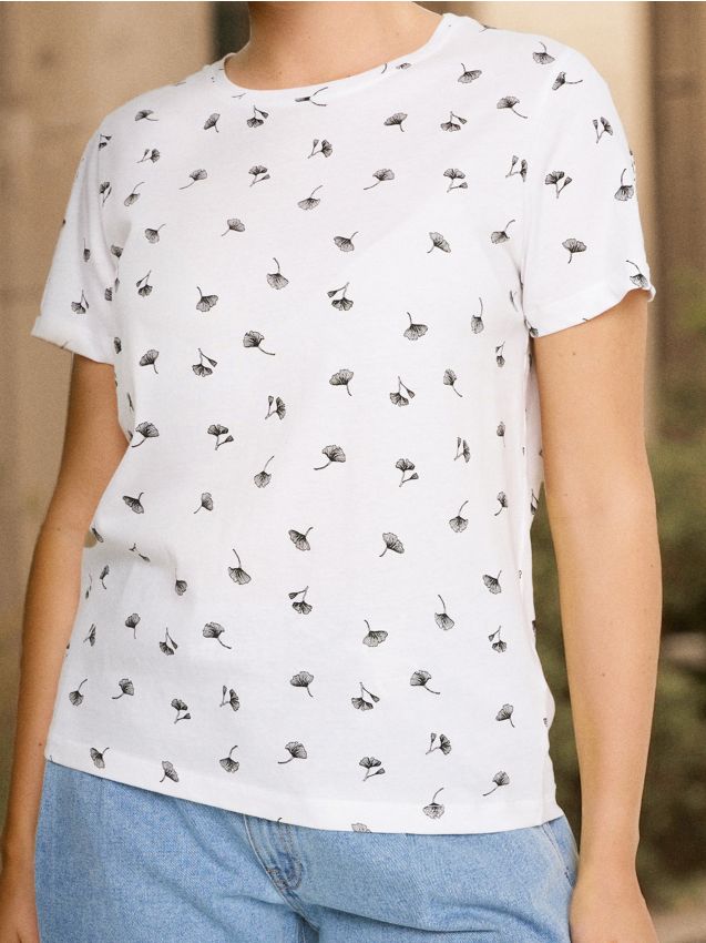 Sinsay - Tričko s krátkymi rukávmi a potlačou - biela