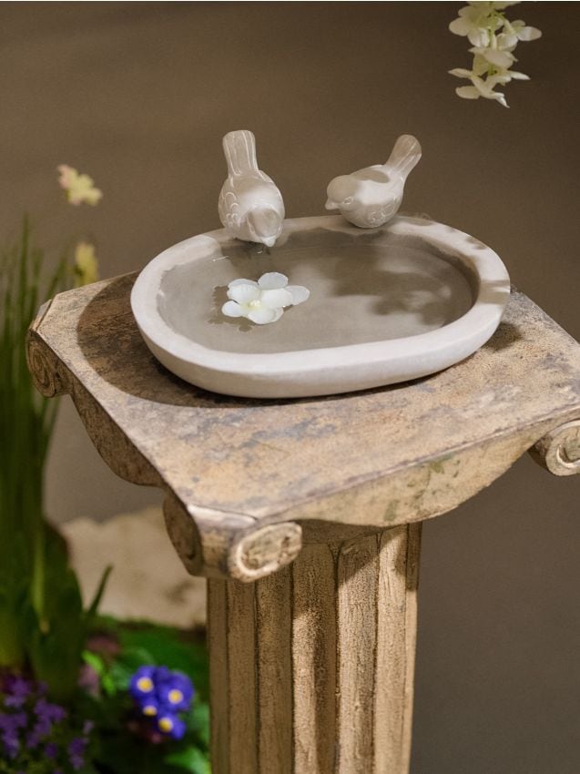 Sinsay - Adăpătoare pentru păsări cu figurine de păsări - gri deschis