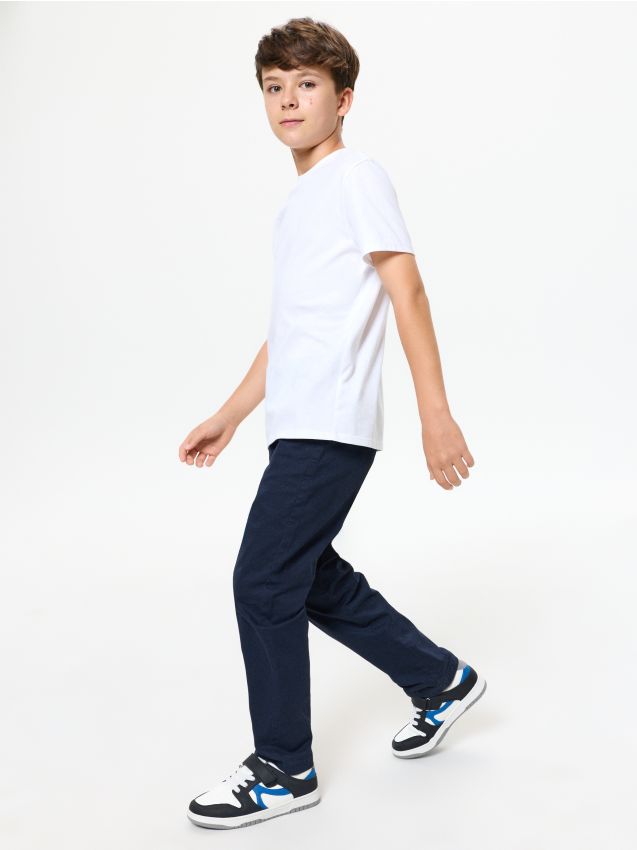 Sinsay - Pantaloni chino de bumbac - bleumarin