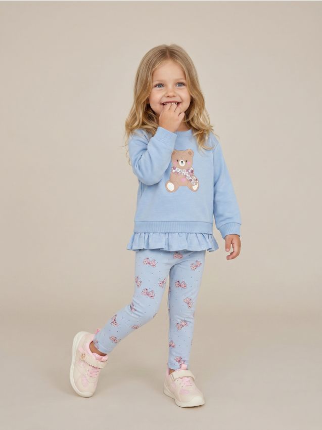 Sinsay - Hanorac crewneck din bumbac cu volănaș decorativ din fleece - light blue