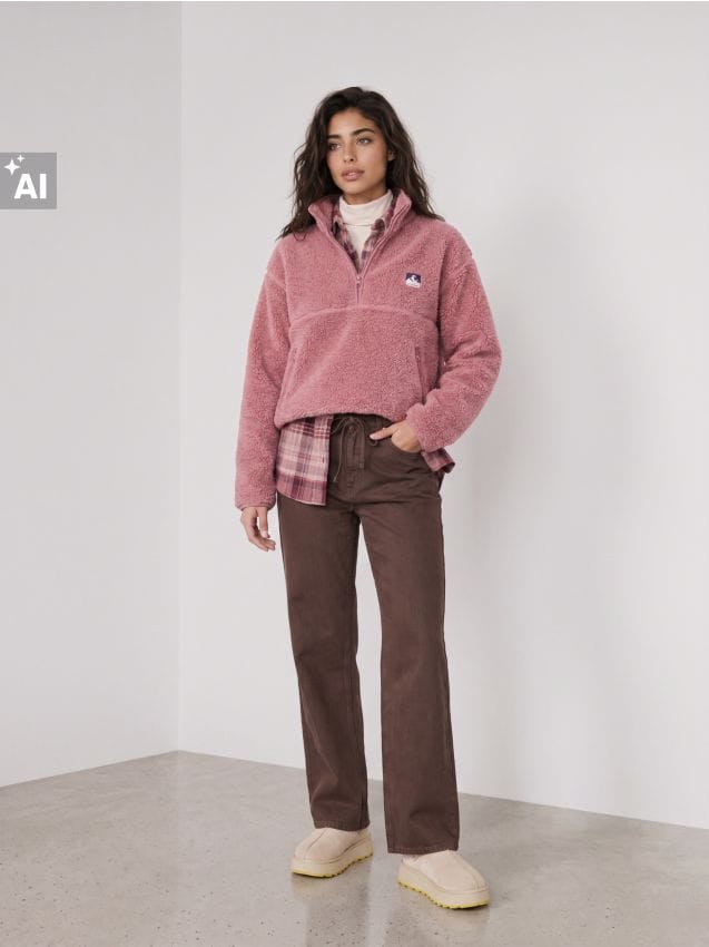 Sinsay - Oversize half zip majica s džepovima na patentni zatvarač