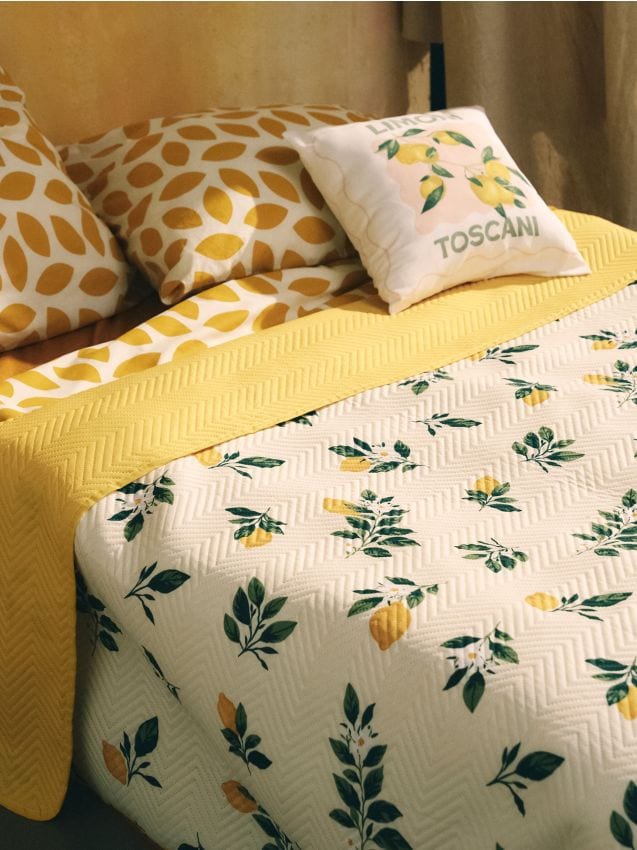 Sinsay - Cuvertură de pat cu motiv de lămâi - alb