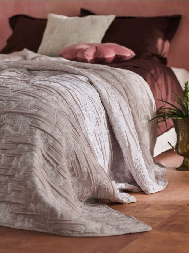 Sinsay - Cuvertură de pat cu model floral - crem