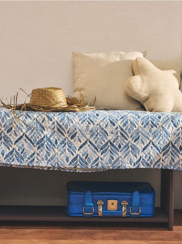 Sinsay - Cuvertură de pat cu motiv vegetal - albastru-pal