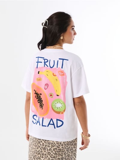 Oversize-Baumwoll-T-Shirt mit Aufdruck