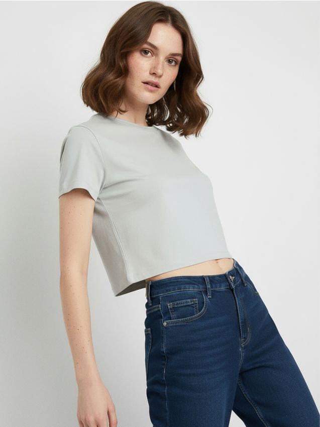 Sinsay - Crop top - stredne sivá