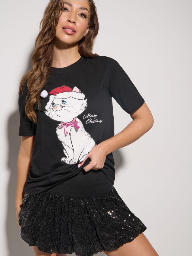 Sinsay - Tricou din bumbac cu imprimeu Aristocats - negru