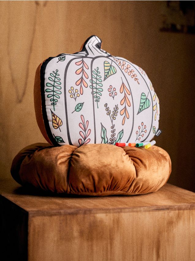 Cuscino da colorare a forma di zucca - multicolor