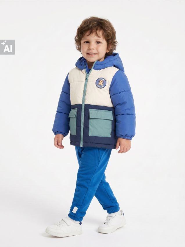 Sinsay - Geacă puffer matlasată cu glugă - multicolor