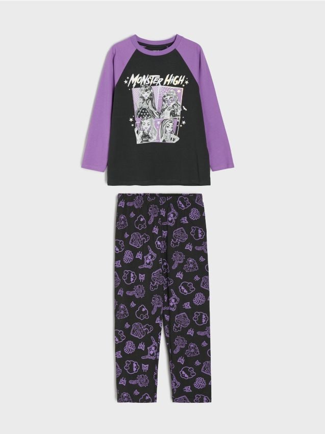 Sinsay - Pijama din bumbac Monster High - violet-prună