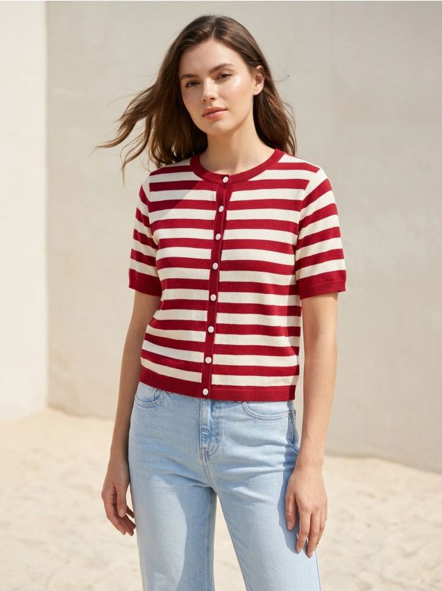 Sinsay - Bluză tricotată cu dungi și viscoză - multicolor