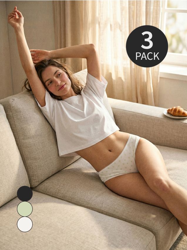 Sinsay - Bawełniane majtki typu brazilian 3 pack - wielobarwny