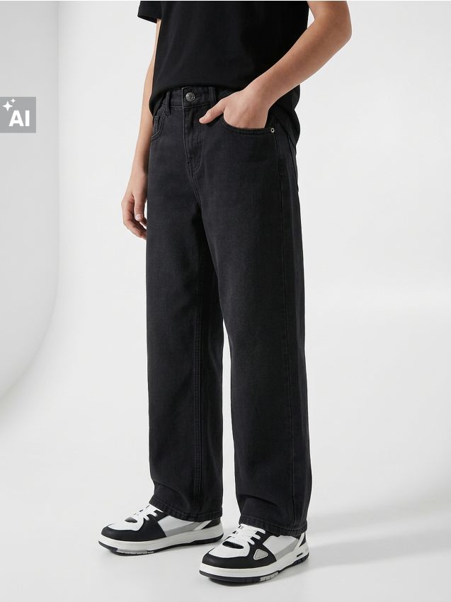 Sinsay - Blugi loose fit - negru
