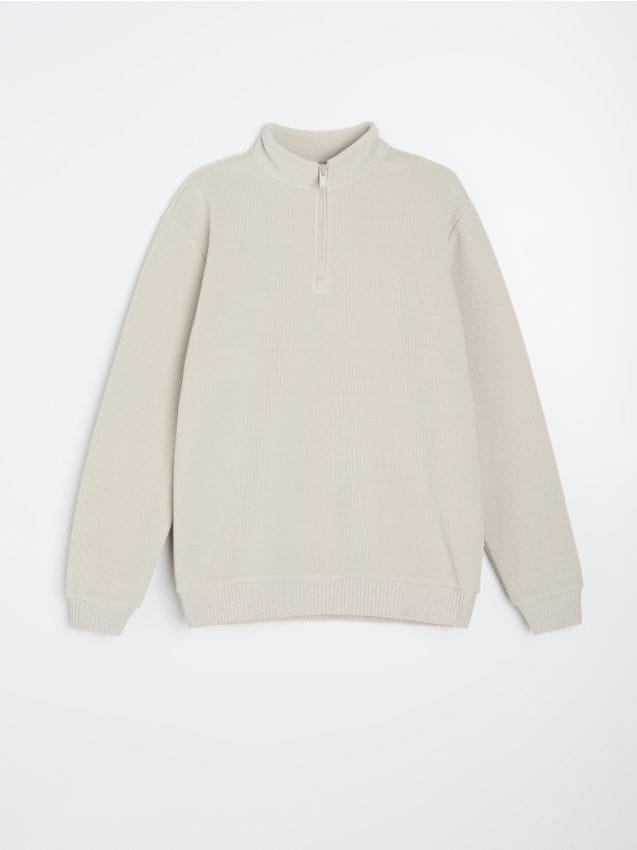 Sinsay - Bluza half-zip ze stójką - kremowy