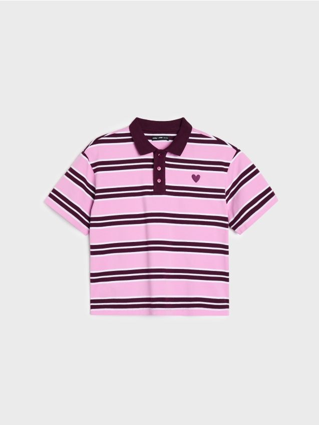 Sinsay - Tricou polo din bumbac cu dungi - multicolor